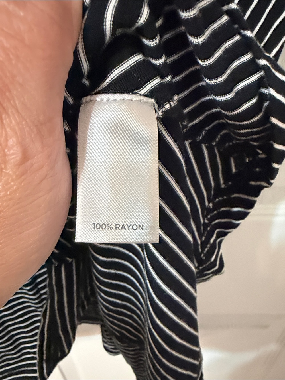 Avenue Black & White Striped V-Neck Short Sleeve Top - Picture 6 of 11